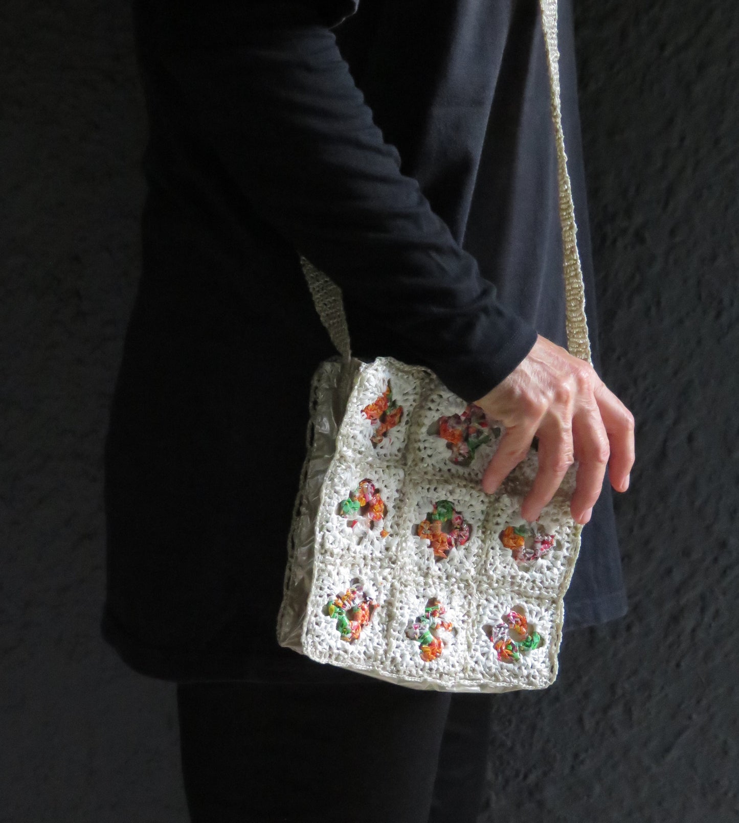 orange flower handbag